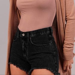 High Waisted Black Boyfriend Shorts